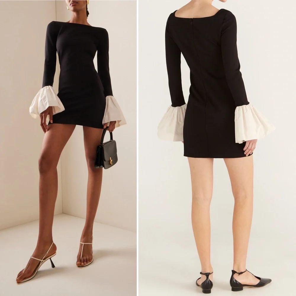 NWT Staud Hawthorne Dress Black & Ivory Size Small - Picture 4 of 17